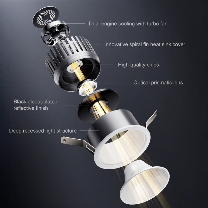 Full-Spectrum Eye-Caring LED Recessed Light, 2.95 in.  Glare-Free Design for Living Room