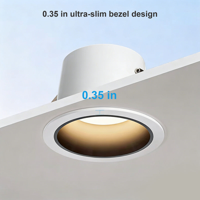 Full-Spectrum LED Recessed Downlight,  2.95 in. Eye-Caring, Deep Cup Design, Glare-Free Light