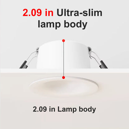 Borderless Eye-Caring LED Recessed Downlight, Full-Spectrum, 2.95 in. Glare-Free Design