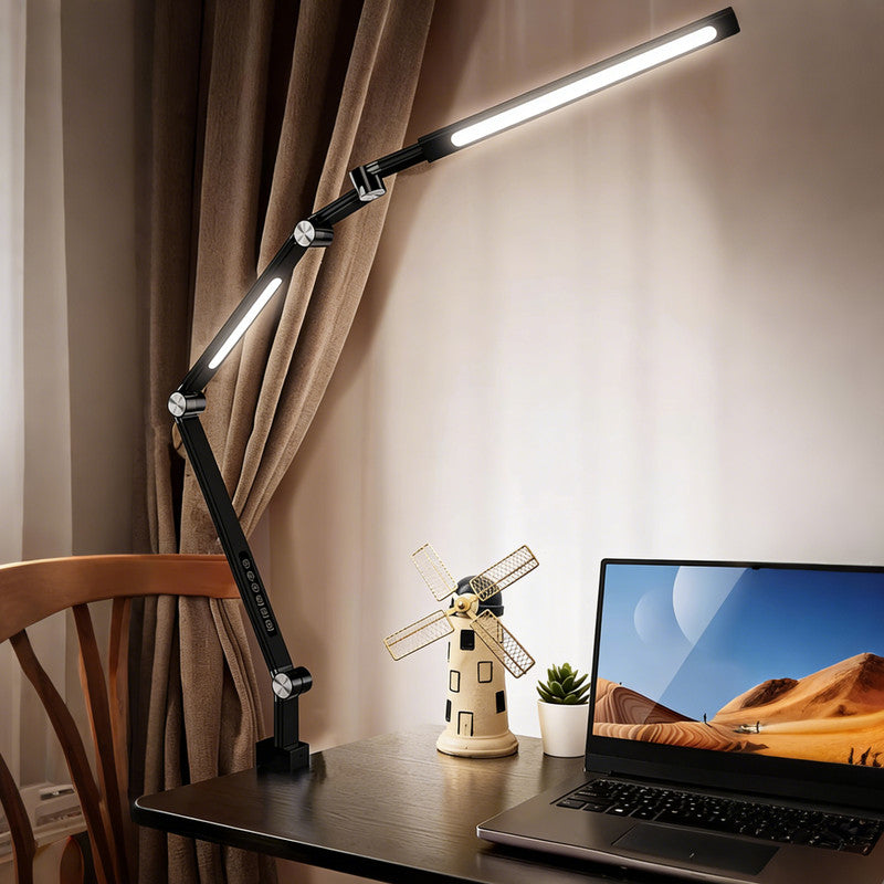 20 in. LED Eye-Caring Clamp Desk Lamp, Shadow-Free Lighting, Foldable Adjustable for Study & Craft