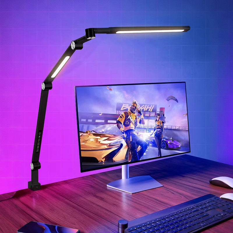 20 in. LED Eye-Caring Clamp Desk Lamp, Shadow-Free Lighting, Foldable Adjustable for Study & Craft
